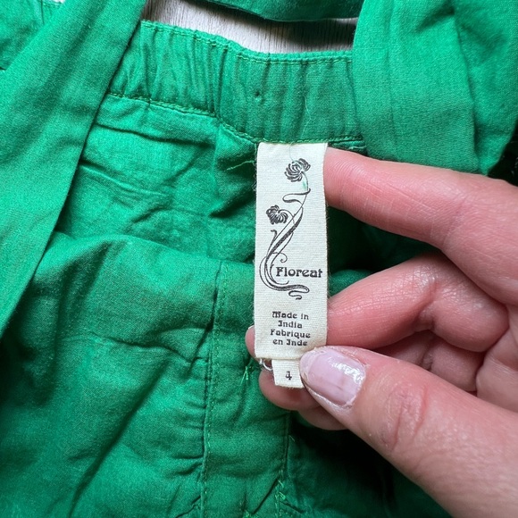 Floreat Anthropologie Cockadoodle Halter Tie Back  Green and White Dress Size 4 - Picture 10 of 13